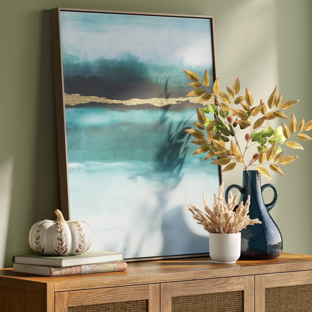 24"x30" Jewel Tone Abstract Canvas Framed Art - Threshold gallery