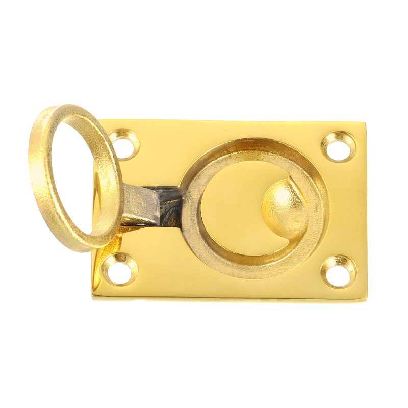 Flush Ring Pull 2.48"x1.73" Square Recessed Door Pull with Screws Brass gallery