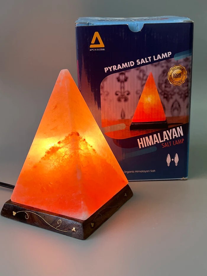 Himalayan Handcrafted Pyramid Salt Lamp, Amber Glow Light with Bulb,Unique gallery