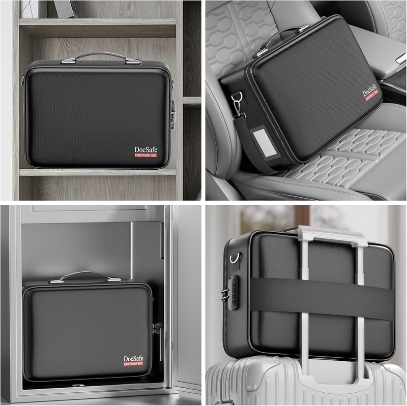 Fireproof Document Box with Lock - Water-Resistant Organizer for Secure Storage gallery