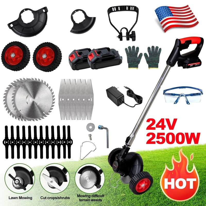 Electric Cordless Grass String Trimmer Lawn Edger Weed Wacker Cutter + 2 Battery gallery