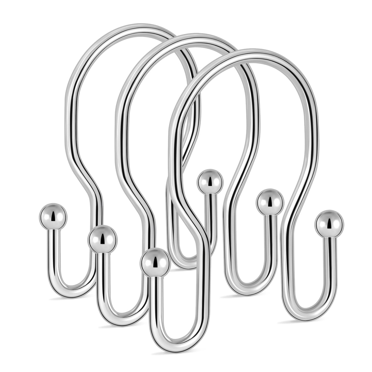 12 Pack Double Shower Curtain Hooks Rings, Double Sided Shower Curtain Hooks Ru gallery