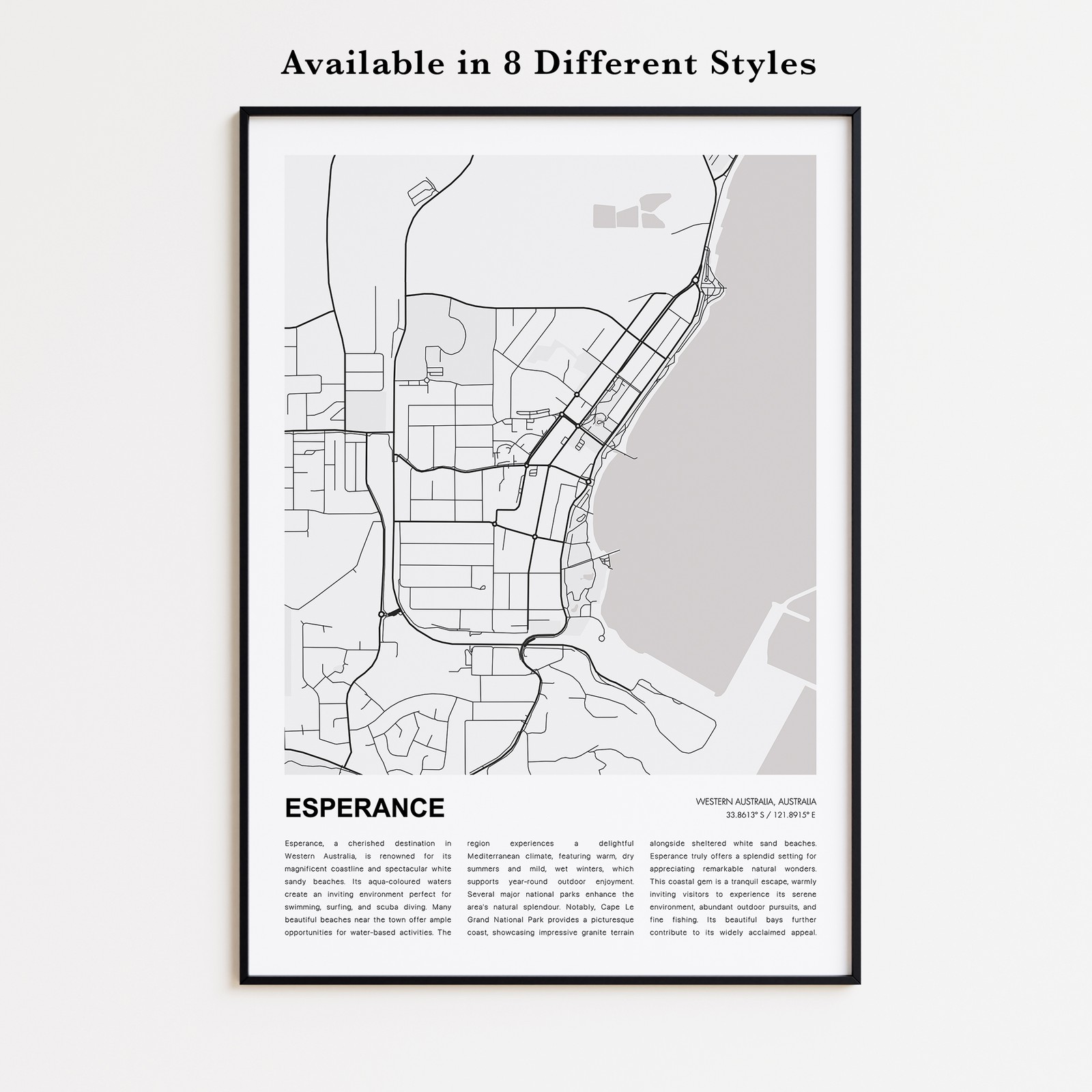 Esperance Map Print, Western Australia Travel Poster, Modern Map, Wall Decor Art gallery