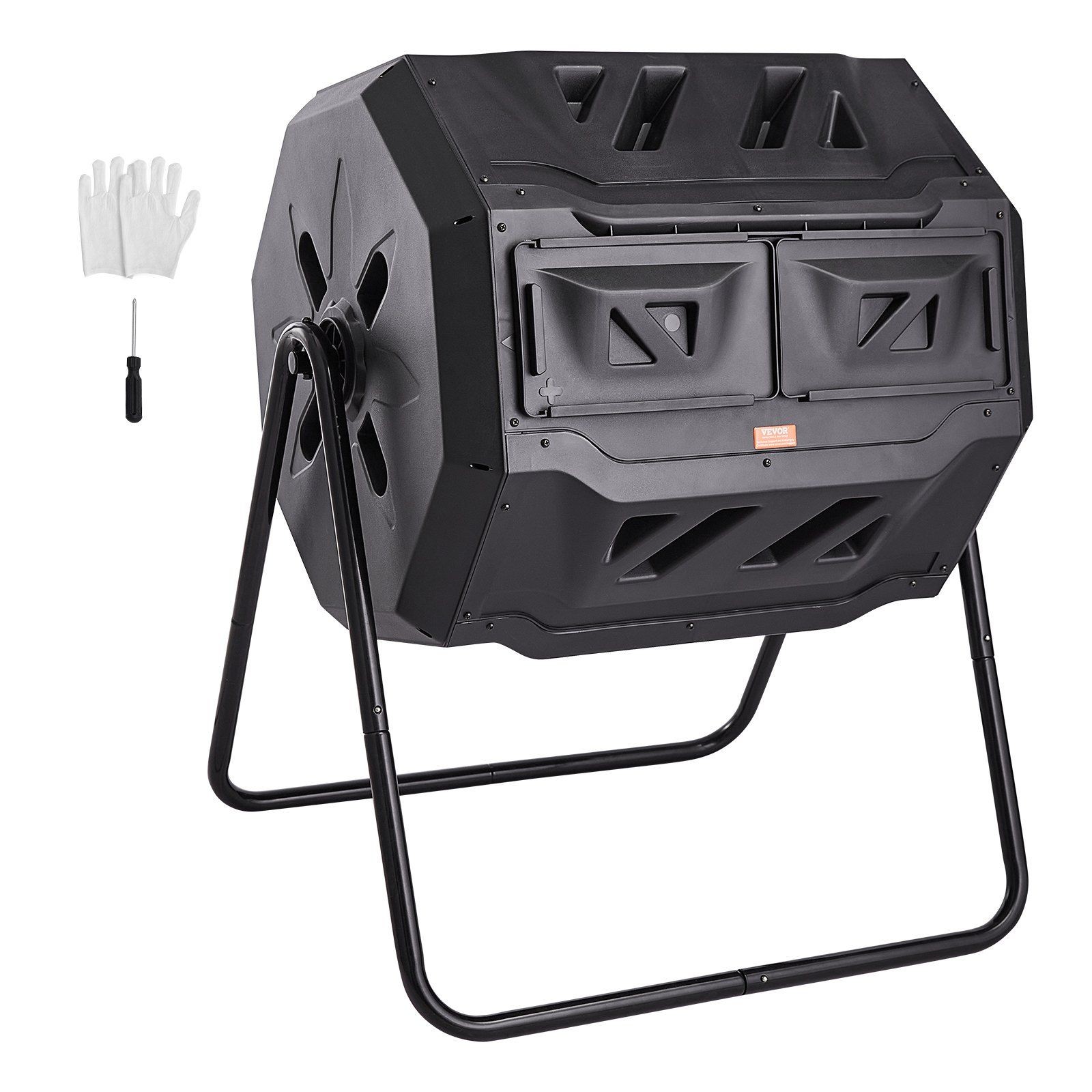 Rotating Dual-Chamber Composter, 43gal, 110lb Steel/PP Build gallery