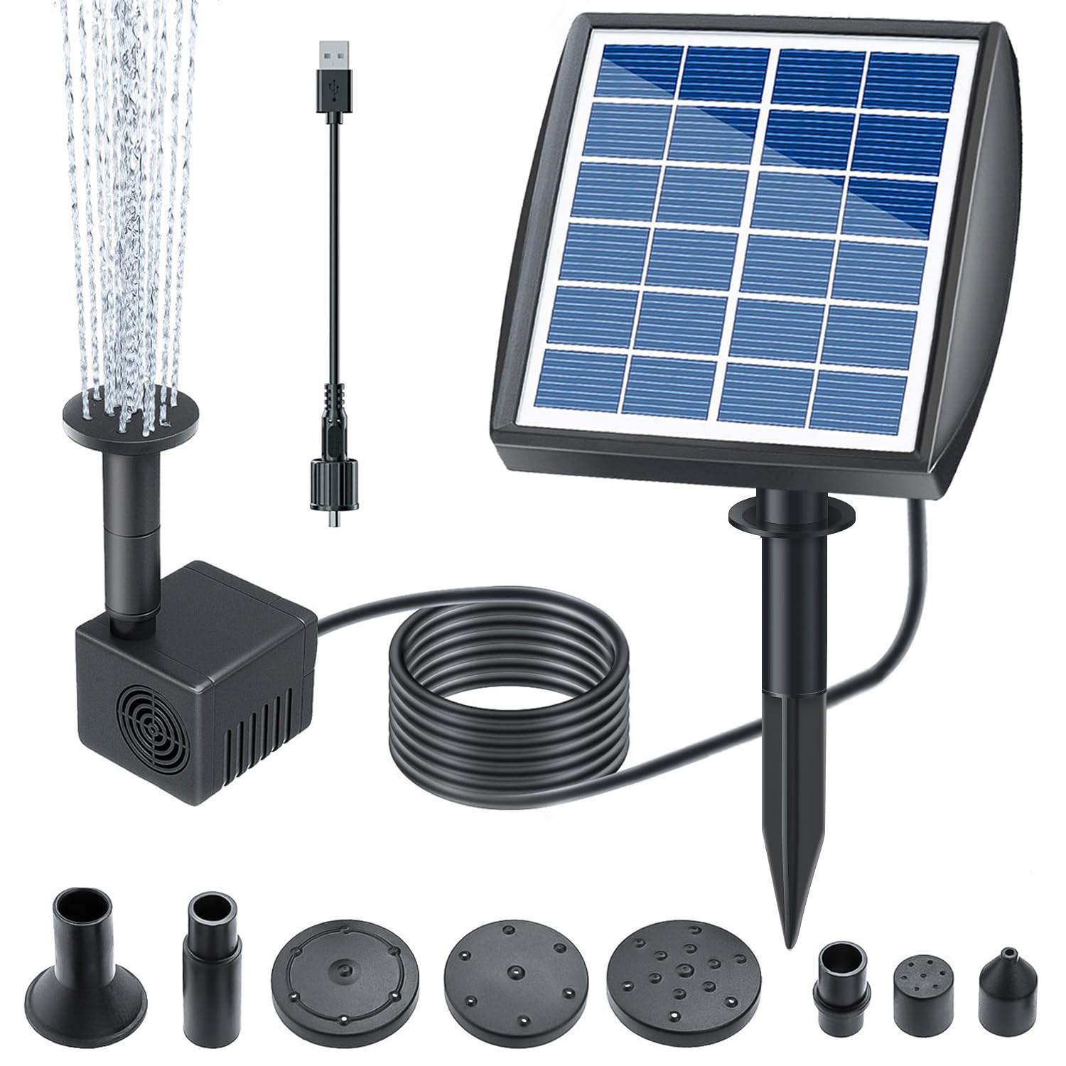 Lewisia 2W Solar Bird Bath Pump with USB Charging for Pool Pond Garden Decora... gallery