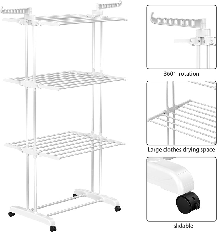 Drying Rack, Large 4-Tier Foldable Drying Rack Clothing(67.7H X 19.7W X 30L Inch gallery