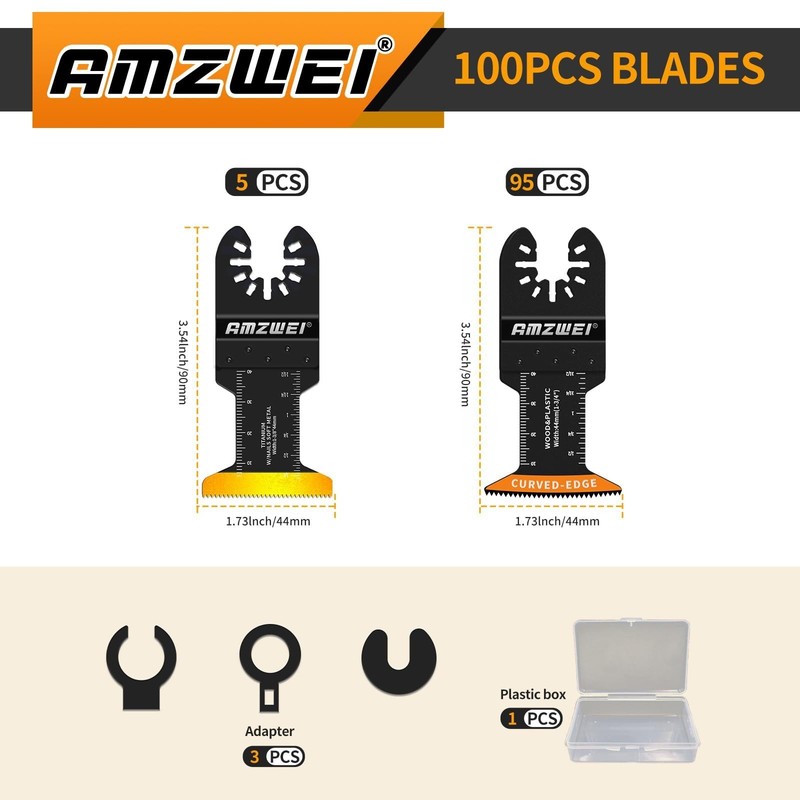 100PCS Oscillating Tool Blades, Titanium & HCS Oscillating Saw Blades for Metal/ gallery