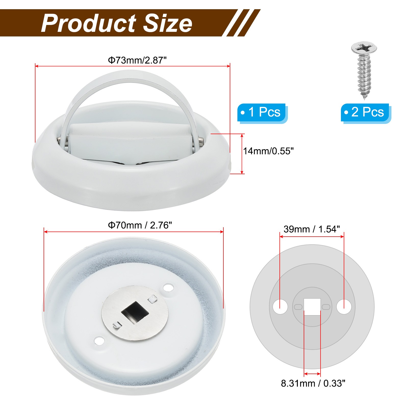 Recessed Sliding Door Pulls Handles Hidden Closet Finger Flush Knob, White gallery