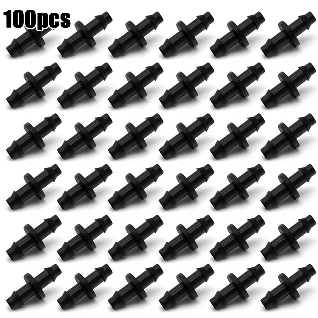 100pcs 1/4 Inch Barb Drip Irrigation Tubing Dripline Coupling Connector Hose Set gallery