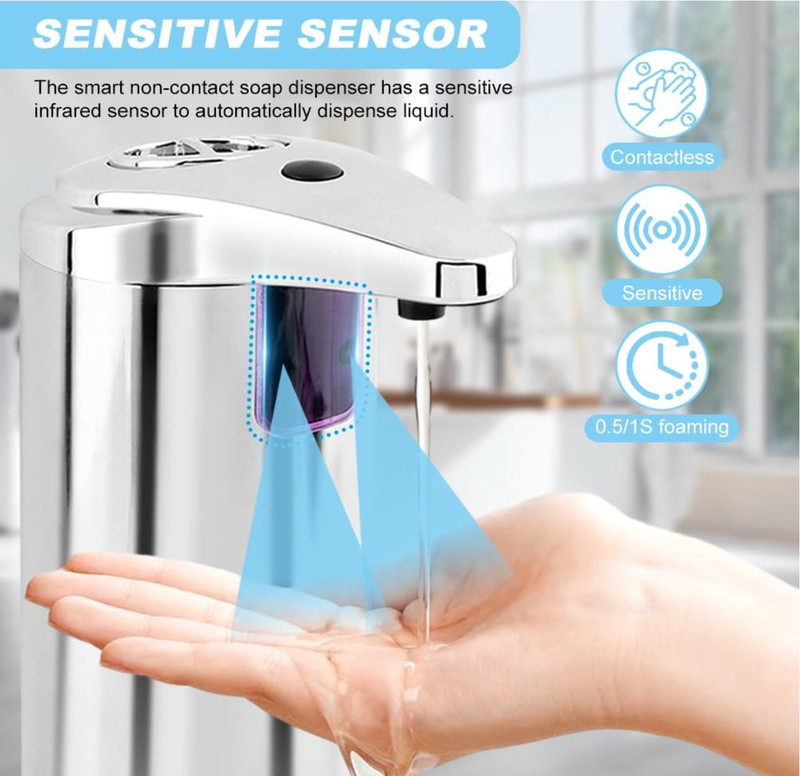Stainless Steel Touchless Handsfree Automatic IR Sensor Soap Liquid Dispenser X gallery