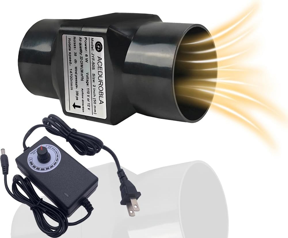 2 inch Inline Duct Fan, 2'' 22 CFM Ventilation System High Small, 2inch-Black gallery