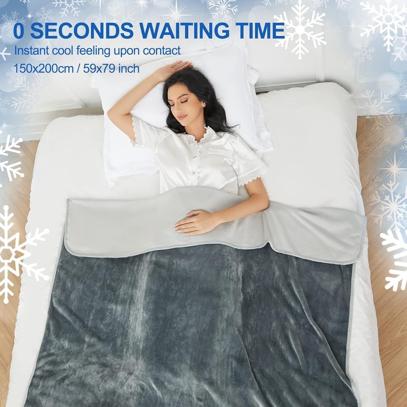 Cooling Throw Blanket Double-Sided Soft Bed Blanket for Hot Sleepers 59x79" Gray gallery