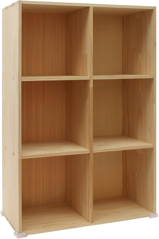 Solid Wood Bookcase 6-Cube Shelf, Convertible Vertical/Horizontal Storage Unit, gallery