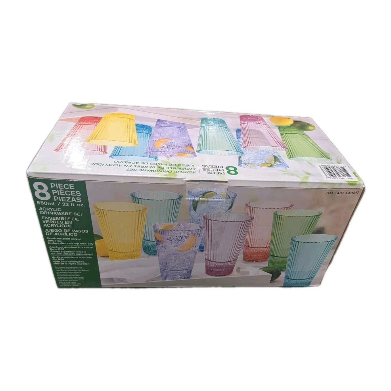 8Pc Acrylic Drinkware Set 22oz Unbreakable Plastic Tumblers Drinking Glasses gallery