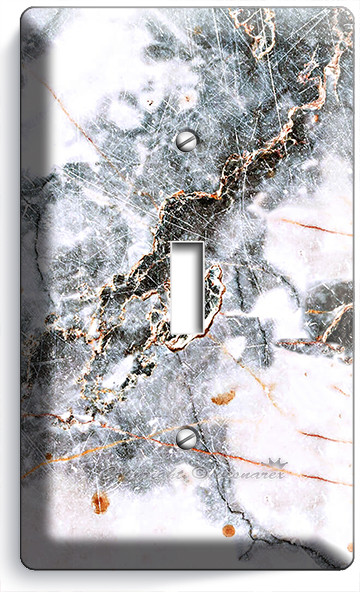 RUSTIC GREY MARBLE STONE LOOK LIGHT SWITCH OUTLET WALL PLATE ROOM BATHROOM DECOR