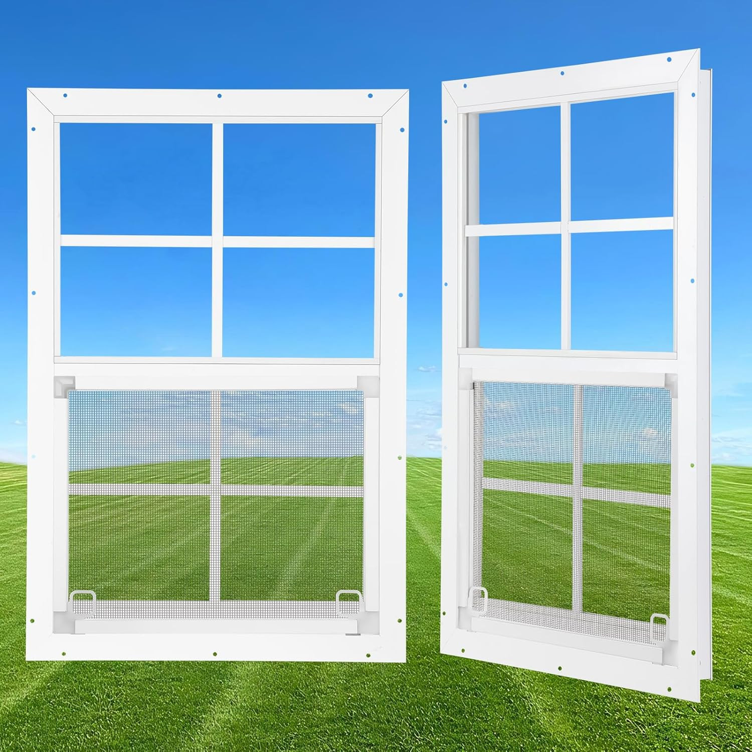 18" X 27" Shed Windows 2 Pack, Small Sliding Window with Tempered Glass & Metal gallery