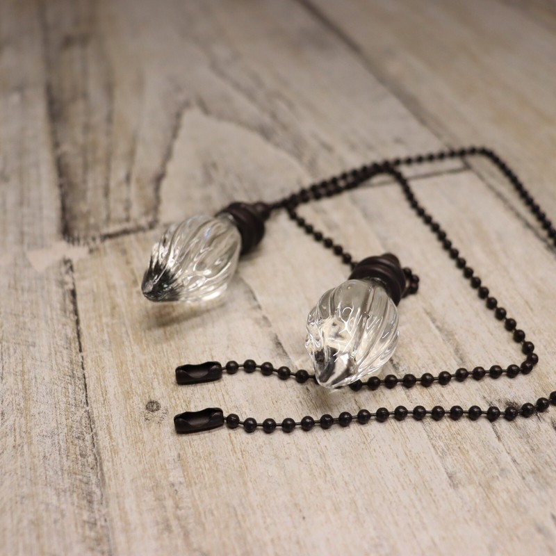 2Pc- Decorative Ceiling Fan Pull Chain Replacement, 12" Beaded, Glass Light Pull gallery