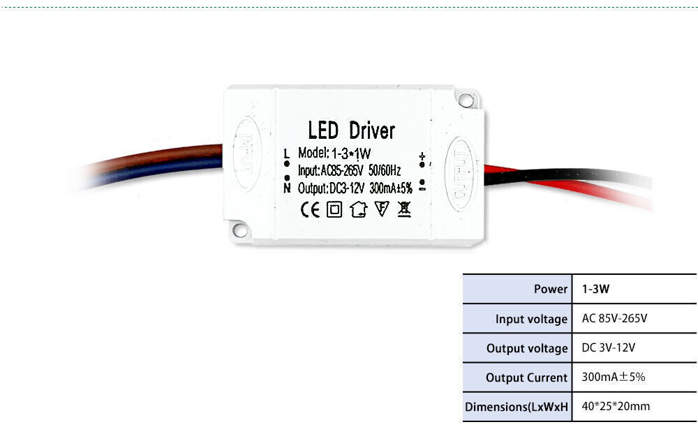 LED Driver 1W- 3W DC 3V-12V Transformer Power Adapter Converter AC85V/265V gallery