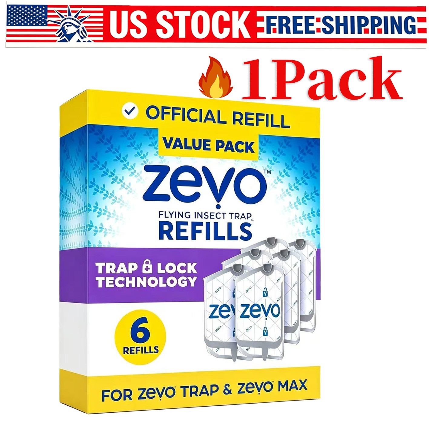 Zevo Flying Insect Trap Refill Cartridges -Easy to Use (6 Refill Cartridges) gallery