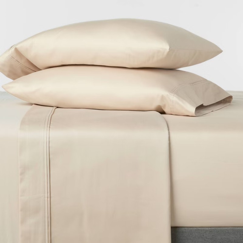 Queen Solid Performance 400 Thread Count Sheet Set True Khaki - Threshold: gallery