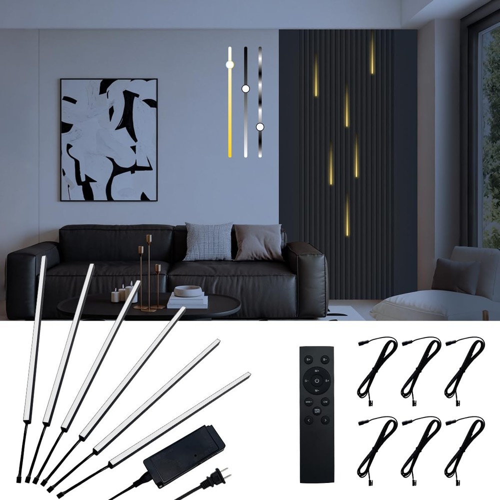 CCT Tunable 3000K-6500K Wall Panel Lights, 6PCS 16-Inch Running Water Flowing...