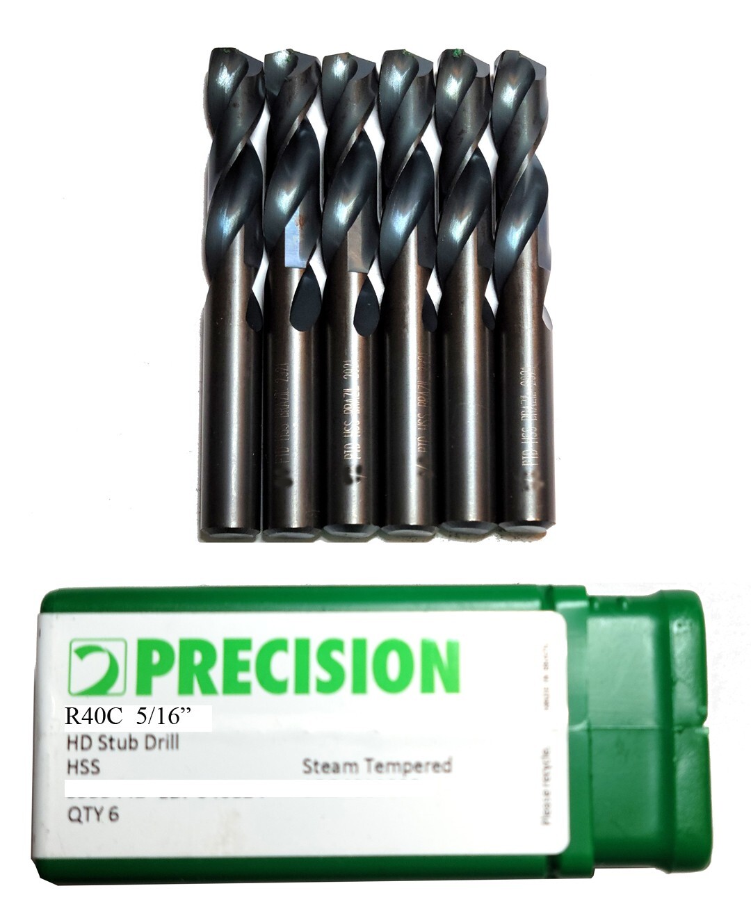Dormer Precision R40C Stub HSS Drill Bits 5/16" x 2-13/16", STEAM OXIDE. (6 PCS) gallery