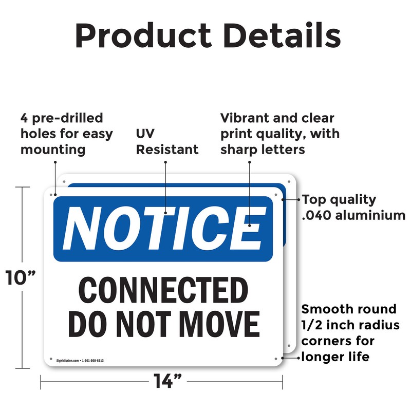 (2 Pack) Connected Do Not Move OSHA Notice Sign Decal Metal Plastic gallery