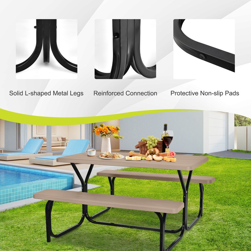 Picnic Table Bench Set Outdoor Backyard Garden Party Dining All Weather gallery
