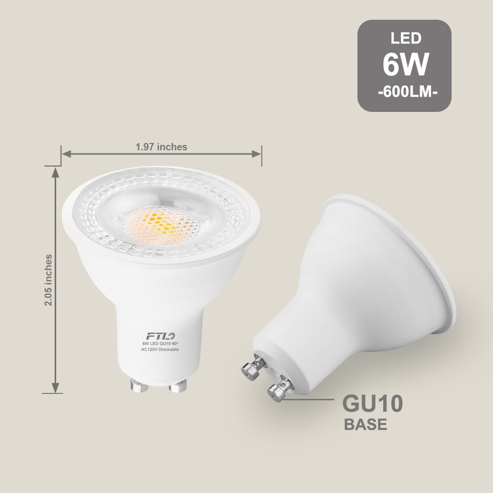 FTL 12-Pack GU10 LED Bulbs Dimmable GU10 Base Two Prong Spot Light Bulb 6W 600LM gallery