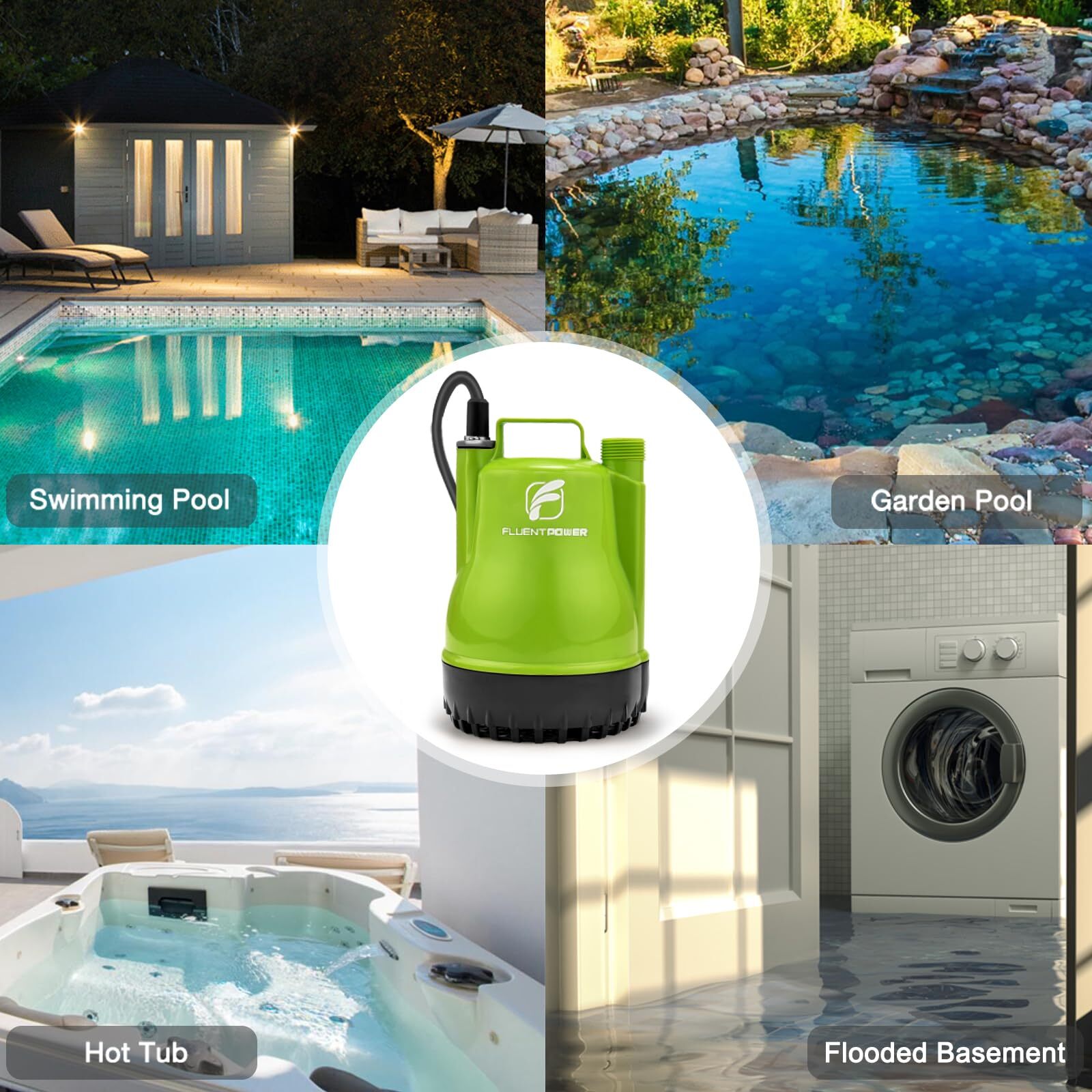 FLUENTPOWER 1/4HP Utility Pump 1900GPH Portable Submersible Sump Pump... gallery
