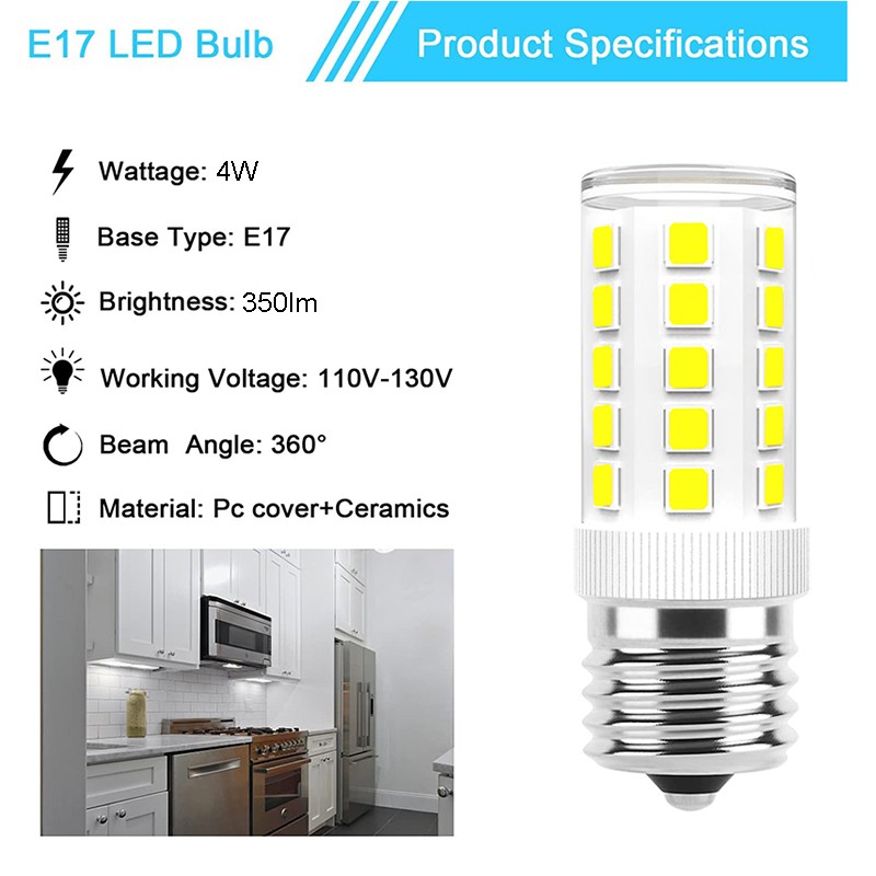 LED E17 Bulb Microwave Oven Light Dimmable 4W Natural White 6000K Light Quality gallery
