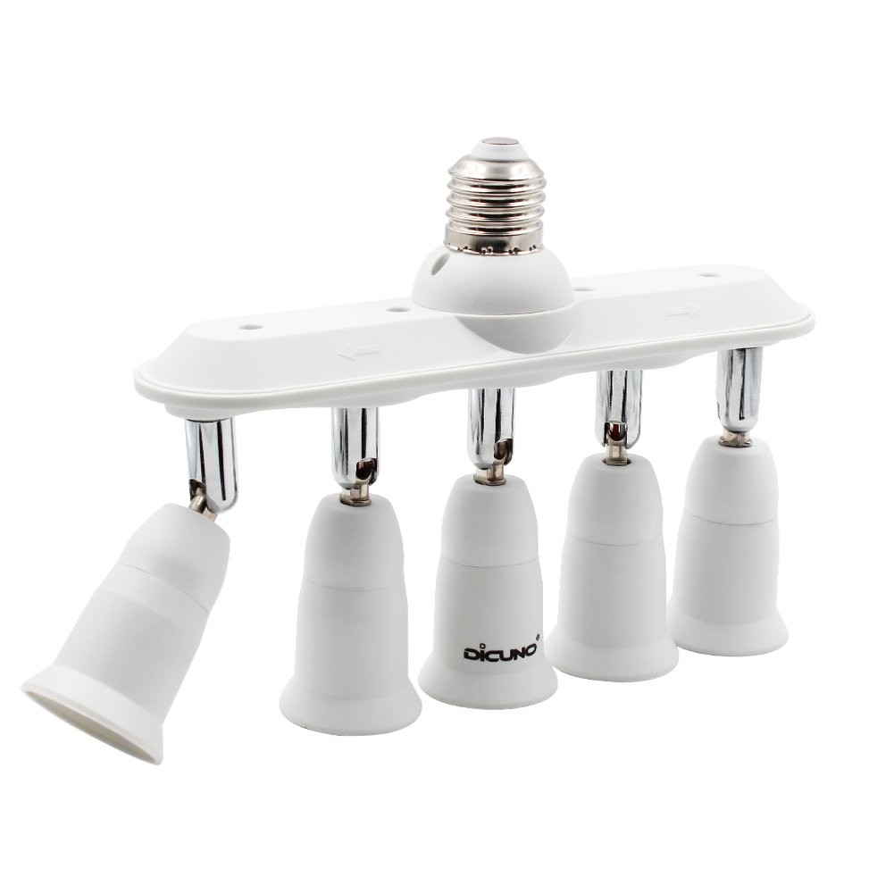Dicuno Light Socket Splitter 5 Way Adapter, 5 In 1 E26 Socket Converte gallery