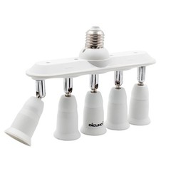 Dicuno Light Socket Splitter 5 Way Adapter, 5 In 1 E26 Socket Converte