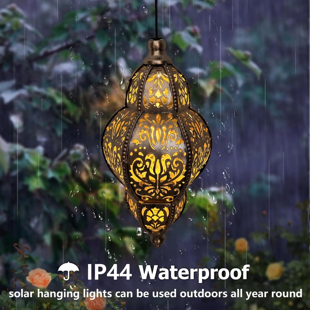 Hanging Solar Lights Outdoor Decor Solar Metal Lantern Lantern for Yard Garden