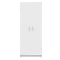 Tall Adjustable 4 Shelf Kitchen Pantry Cabinet 2 Door White Wood Utility Storage