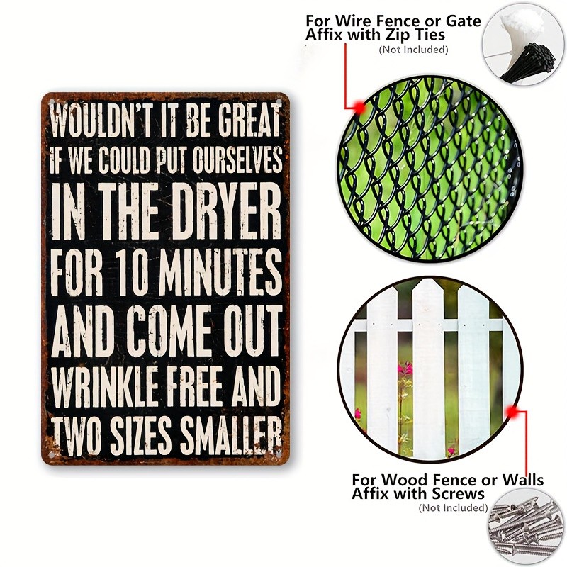 Funny Dryer for Wrinkle-Free & Smaller Retro Metal Sign Humorous Home Decoration gallery