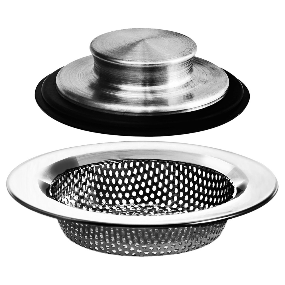 2PCS - Kitchen Sink Drain Strainer and Anti-Clogging Stopper Drainer Silver
