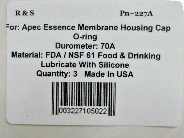 3 Compatible O-Rings for APEC Membrane Housing Cap / R&S 227A / Mat. FDA / NSF61 gallery