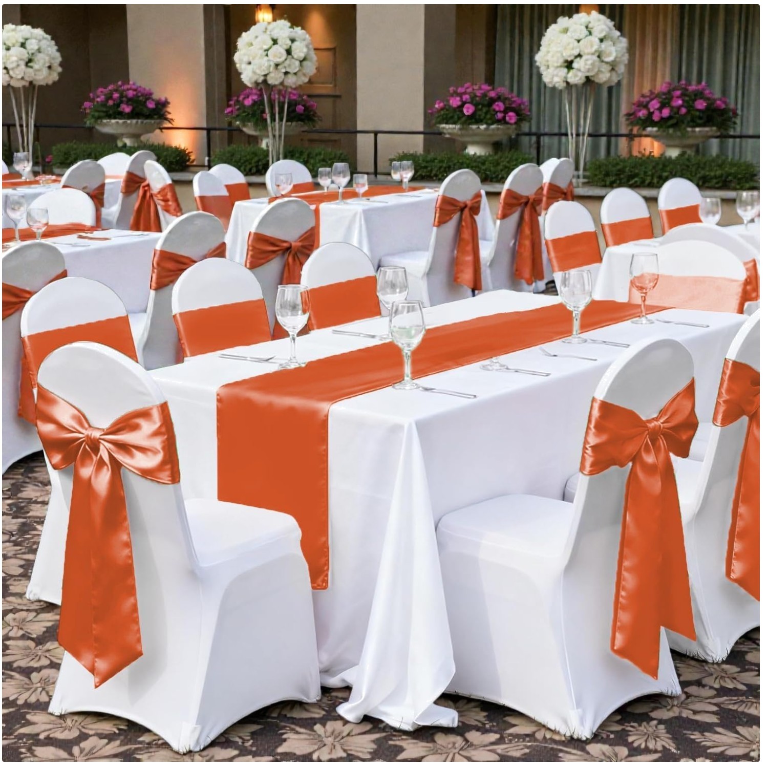 12x108 Inch Silk Table Runner - Brunt Orange gallery