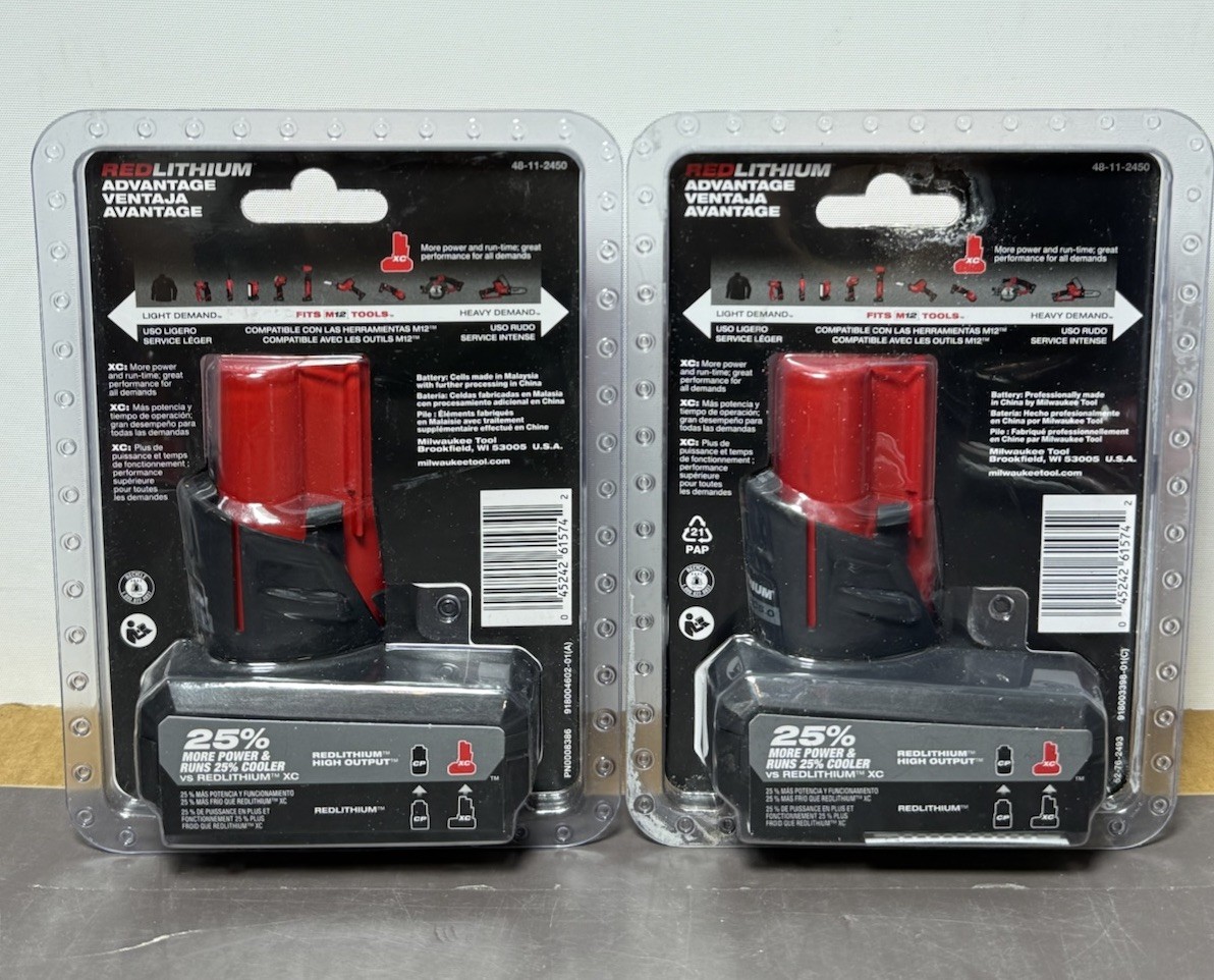 Milwaukee 2 Pack M12 XC High Output 5 amp 12V Battery 48-11-2450 -Brand New gallery