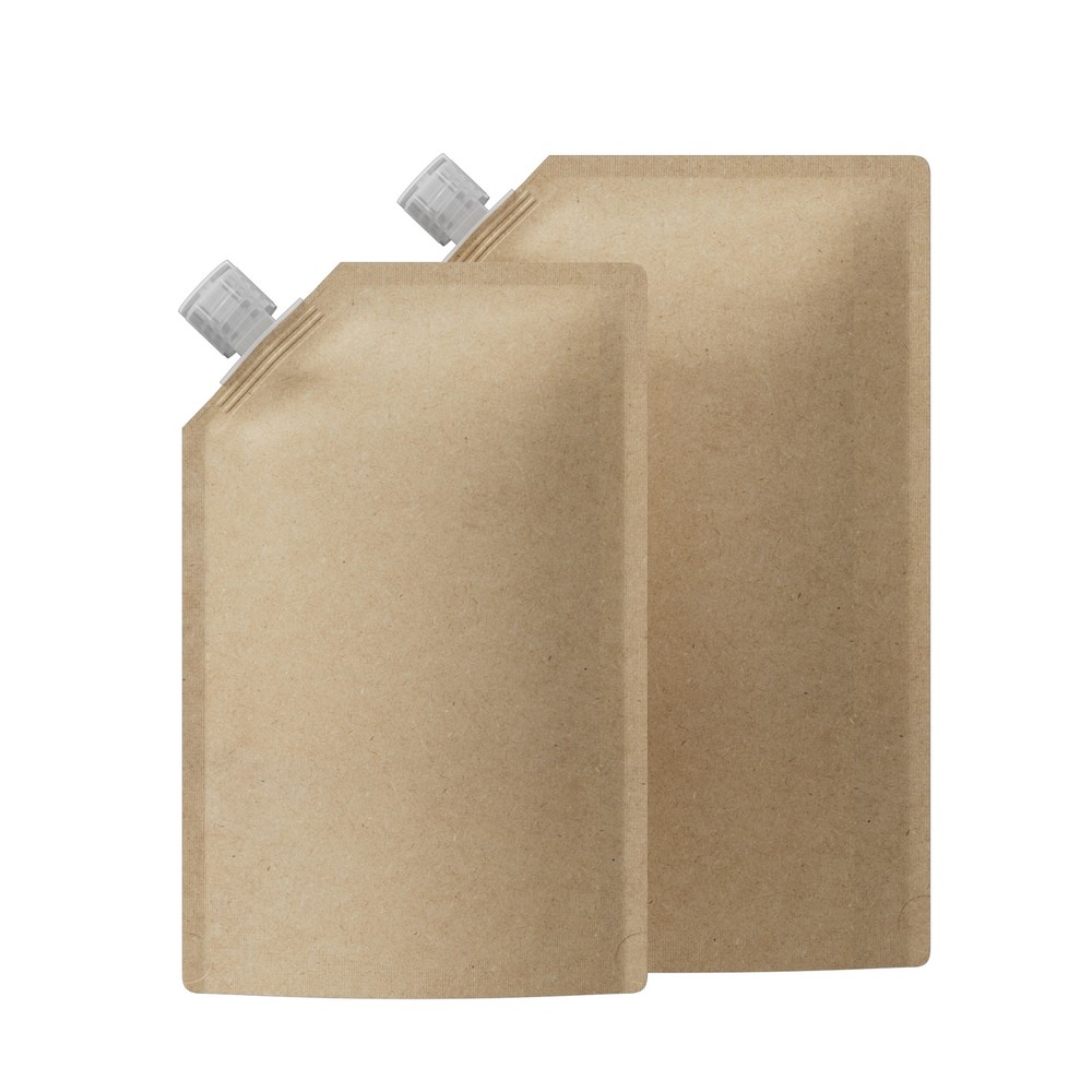 Kraft Spout Empty Refill Squeeze Pouch for Shampoo, Conditioner, Lotion Flip Cap