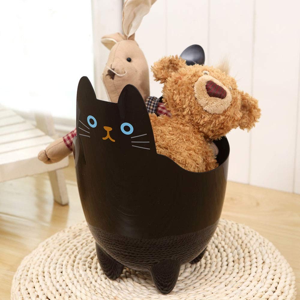 Cartoon Cat Shape ABS Table Bathroom Trash Can Storage Bucket with Cat Clips gallery