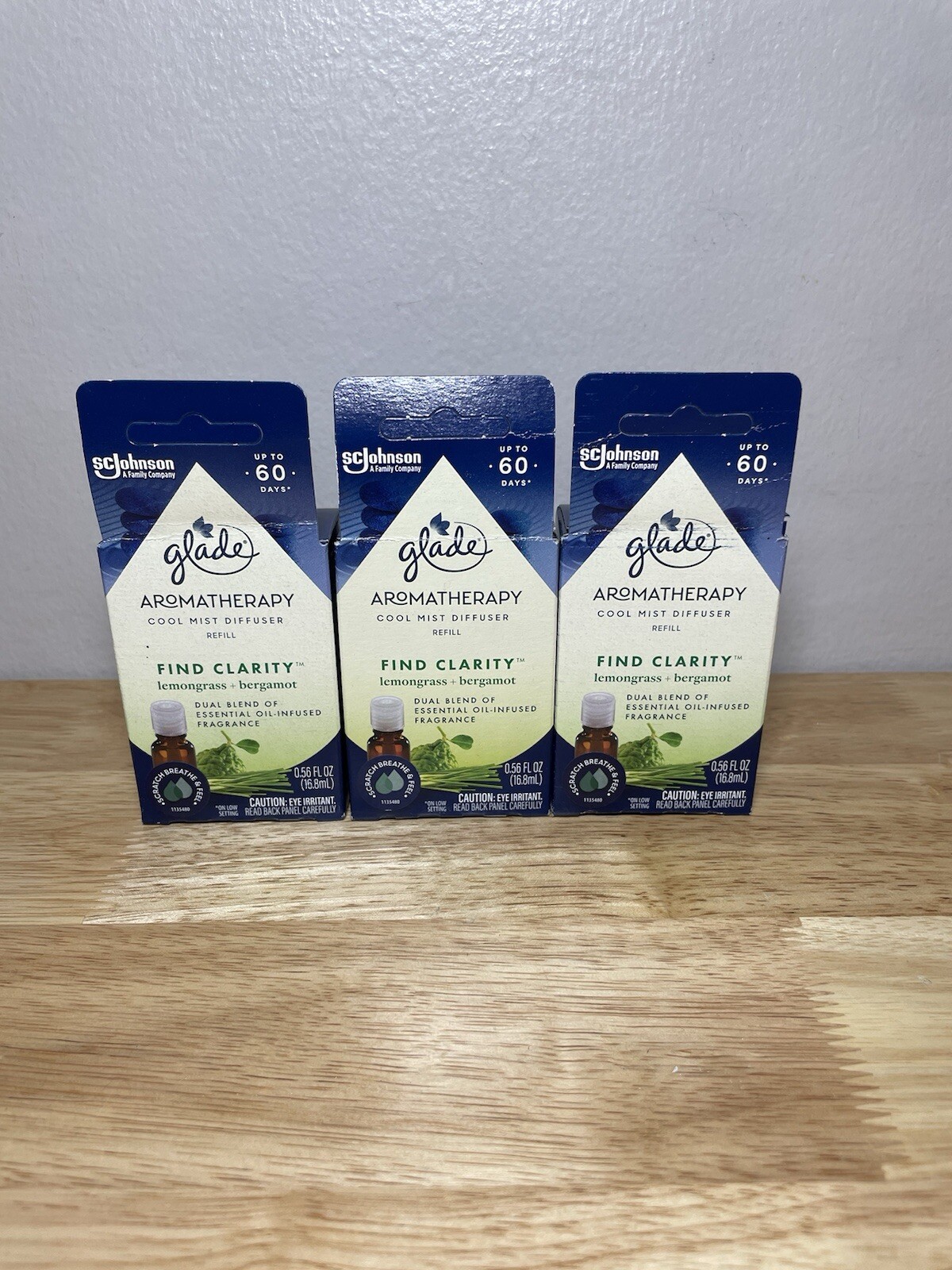 (3) New Glade Aromatherapy Cool Mist Oil Diffuser Refill Find Clarity Lemongrass gallery