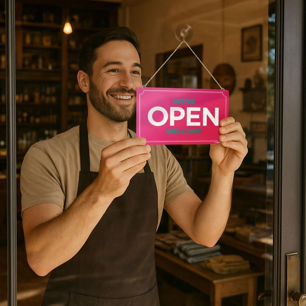 Open Closed Sign for Business - Acrylic, Double Sided, 9.8 x 5.9 in (01. Red & B gallery