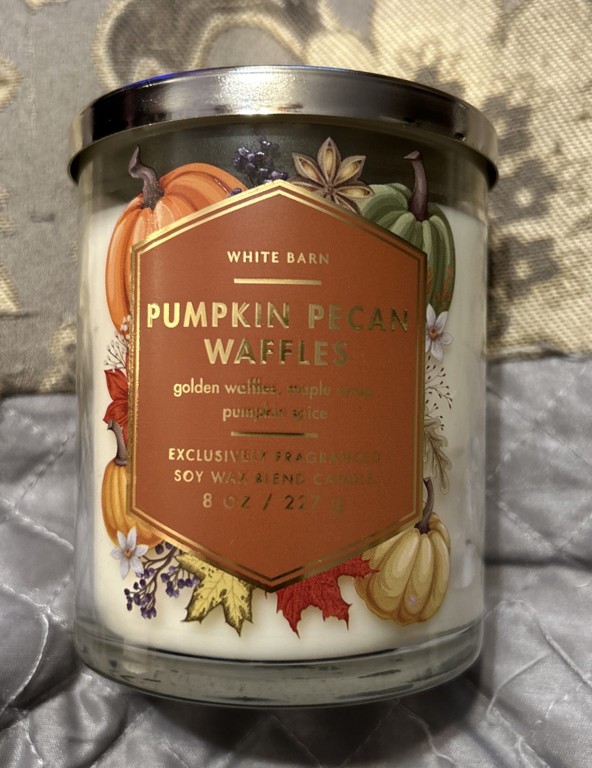 NEW BATH & BODY WORKS WHITE BARN PUMPKIN PECAN WAFFLES Single Wick Candle 8 oz gallery