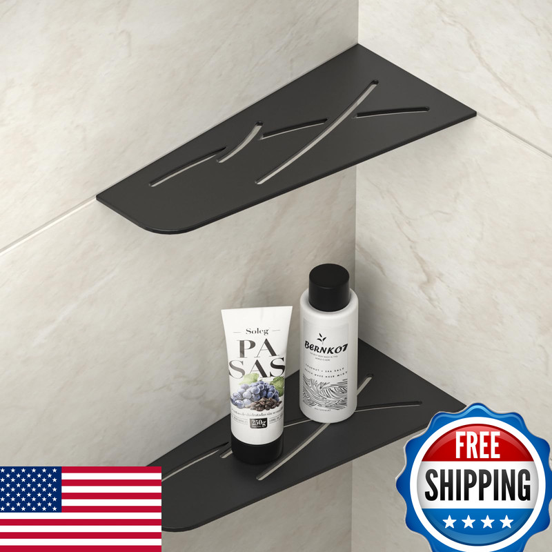 Bernkot Corner Shower Shelf 12 Matte Black 304 Stainless Steel Quadrilateral gallery
