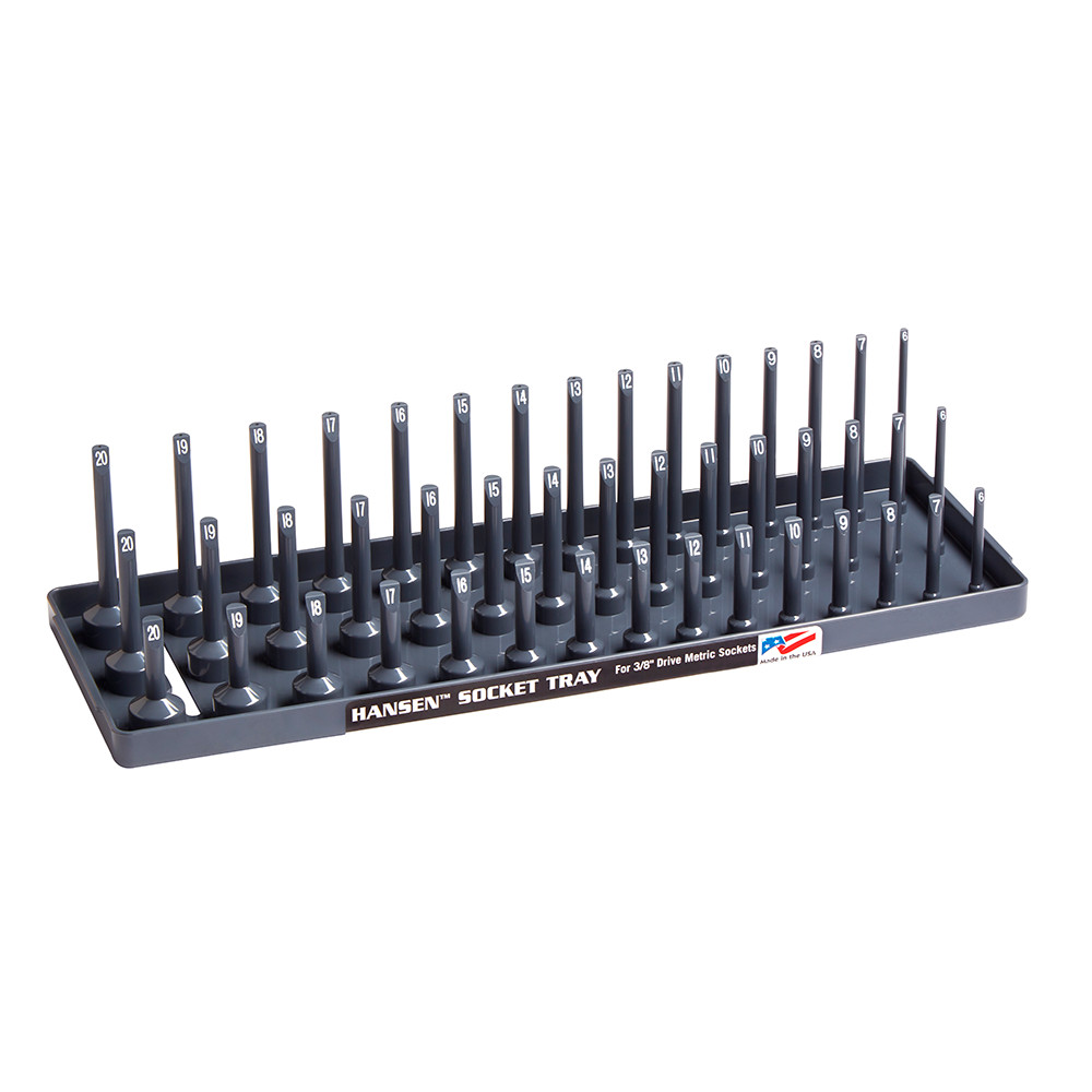 Hansen 3/8" Socket Organizer Tray Holder Metric 3 Row MM Shallow, Semi, Deep USA gallery