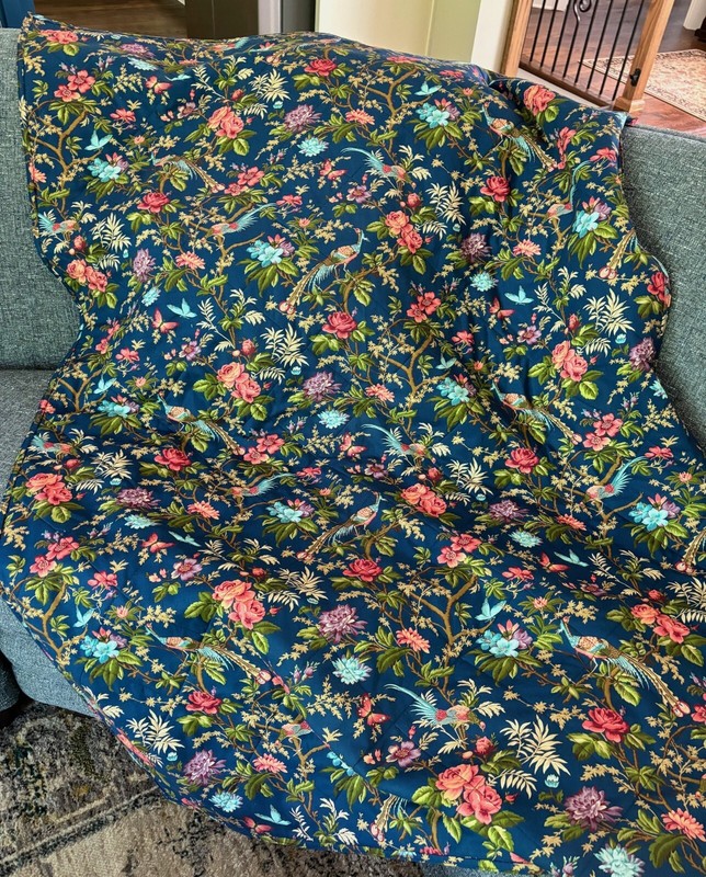 Traditional Style Throw Quilt Patchwork Flowers and Birds, Handmade Cotton gallery