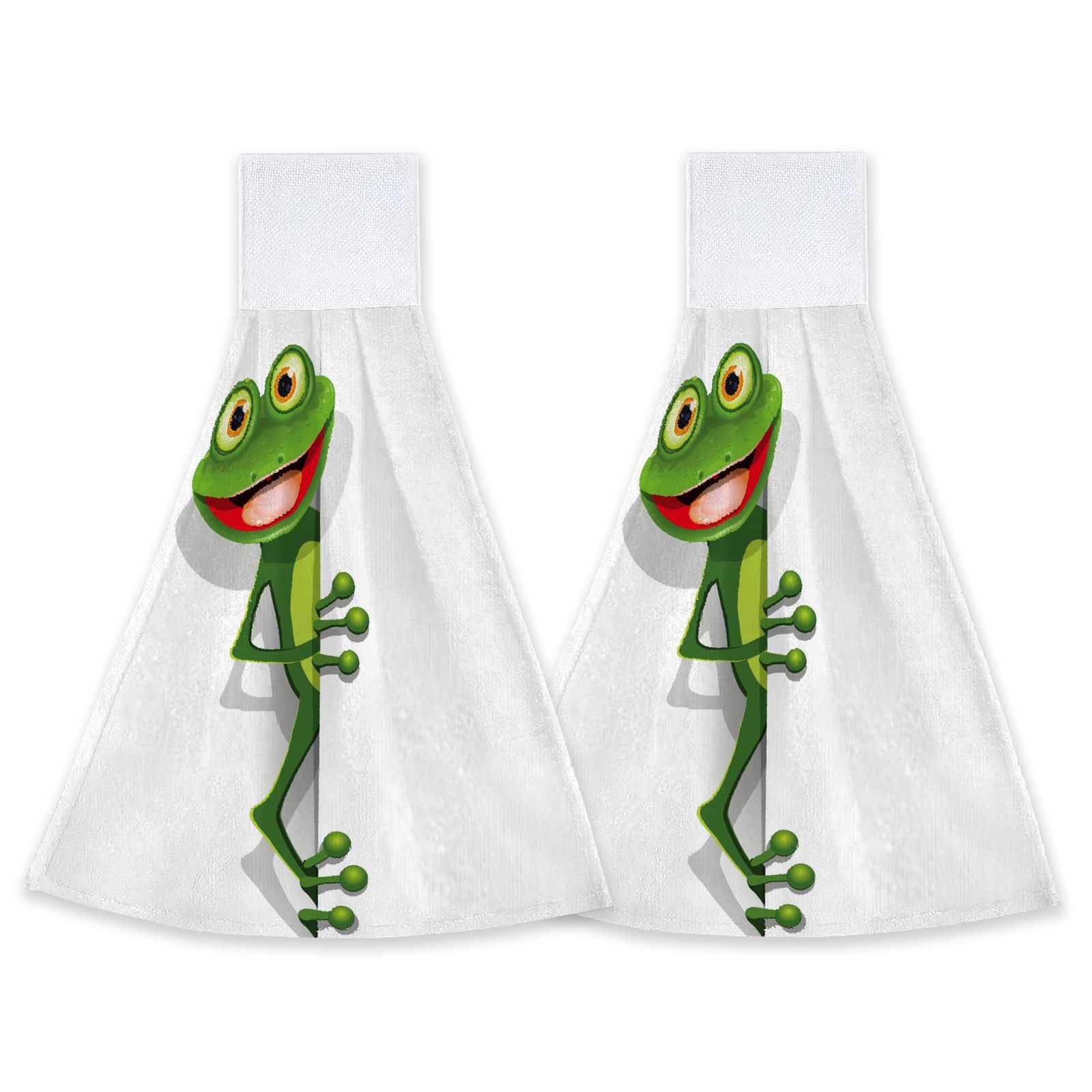 Happy Green Frog Hanging Kitchen Towels Hand Tie Towels Set of 2 PCS Dish Tow... gallery