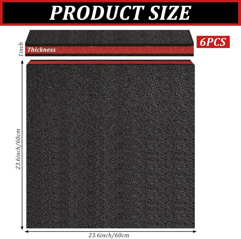 6 Pcs Tool Box Foam Inserts for Cases, 24 x 24 x 1 Inch Tool Box Liner Polyet... gallery